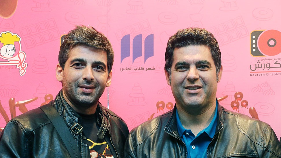 حمید گودرزی در اکران افتتاحیه فیلم سینمایی شکلاتی به همراه کوهیار کلاری