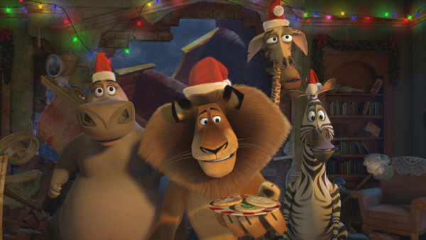 Ben Stiller در صحنه فیلم سینمایی Merry Madagascar به همراه David Schwimmer، جادا پینکت اسمیت و Chris Rock