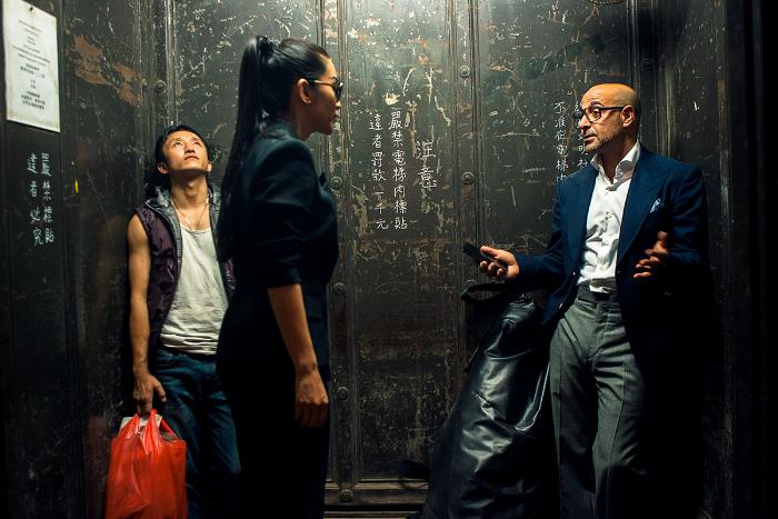 Bingbing Li در صحنه فیلم سینمایی تبدیل شوندگان: عصر انقراض به همراه استنلی توچی