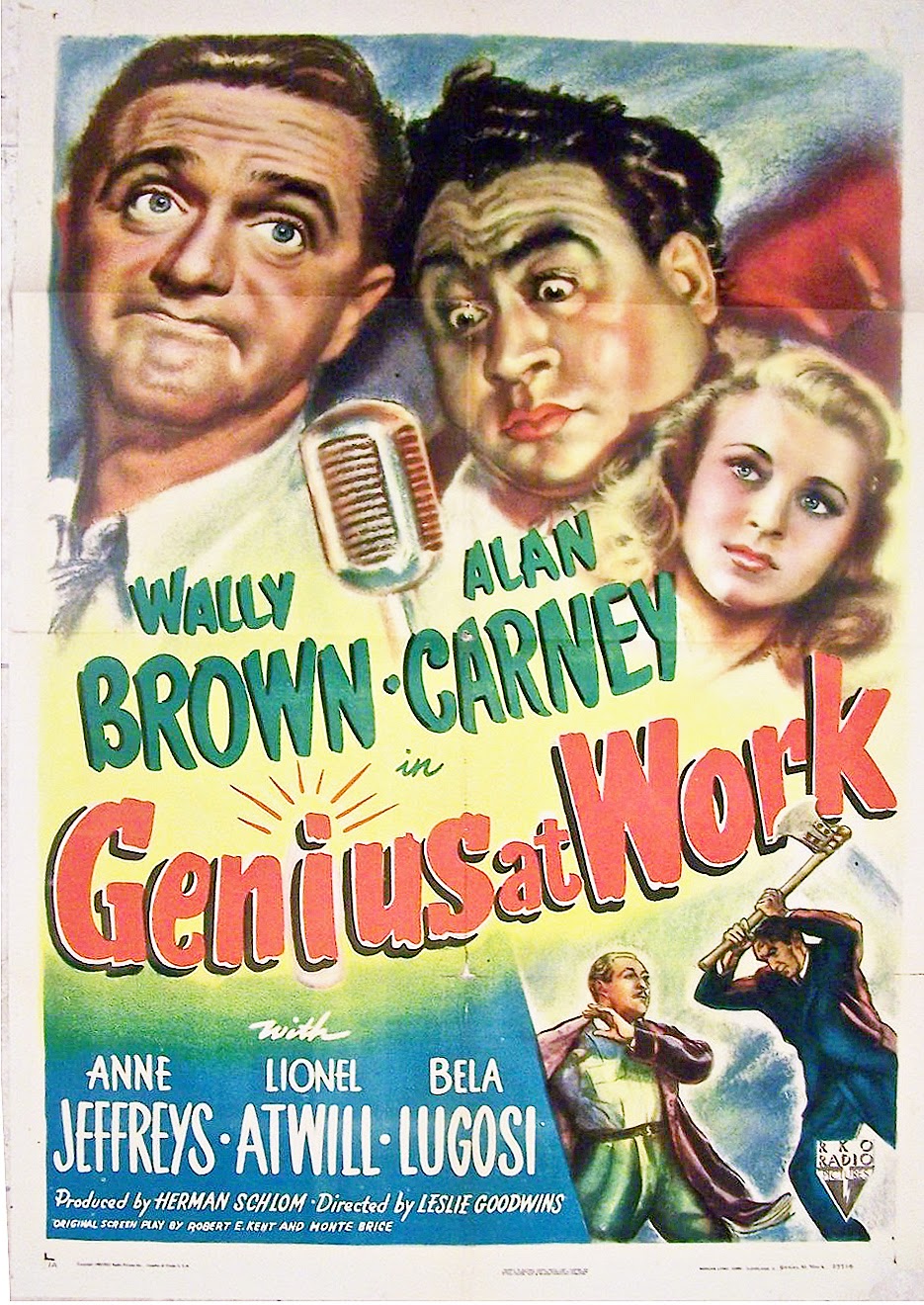 والی براون در صحنه فیلم سینمایی Genius at Work به همراه Lionel Atwill، Bela Lugosi، Anne Jeffreys و Alan Carney