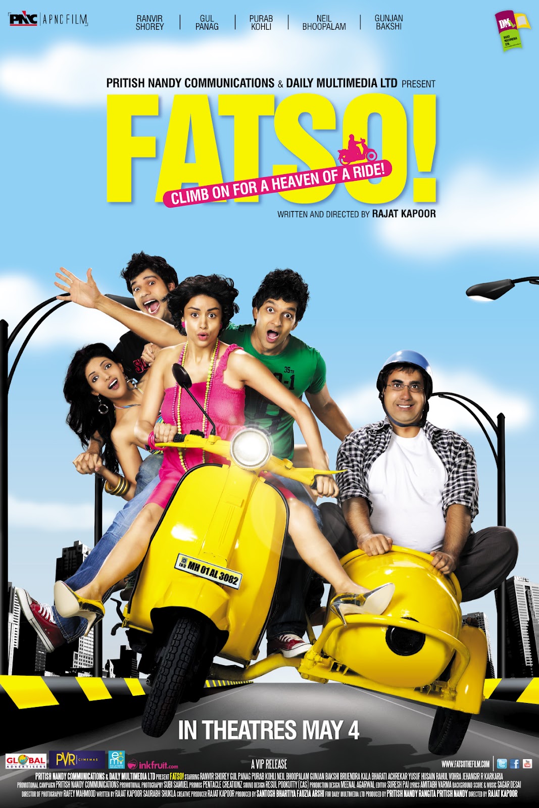 Bharati Achrekar در صحنه فیلم سینمایی Fatso! به همراه Gul Panag، Ranvir Shorey، Neil Bhoopalam و Purab Kohli