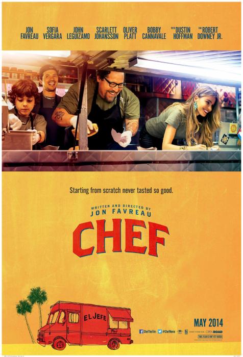 جان لگویزمائو در صحنه فیلم سینمایی سرآشپز به همراه جان فاورو، Emjay Anthony و Sofía Vergara