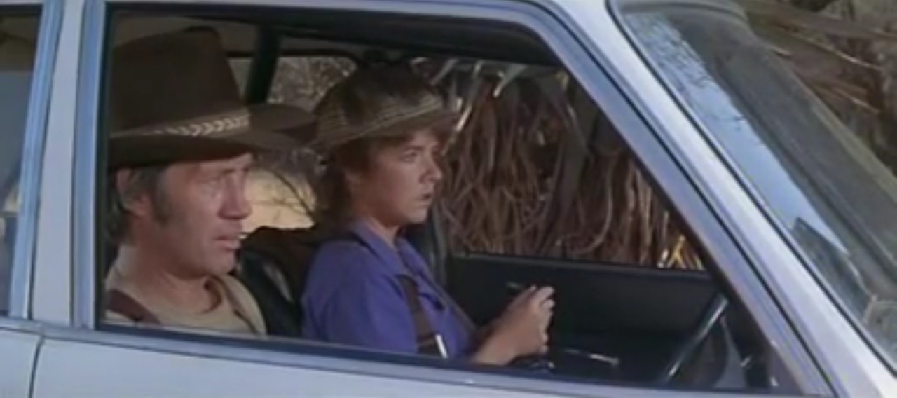 Stockard Channing در صحنه فیلم سینمایی Safari 3000 به همراه دیوید کارادین
