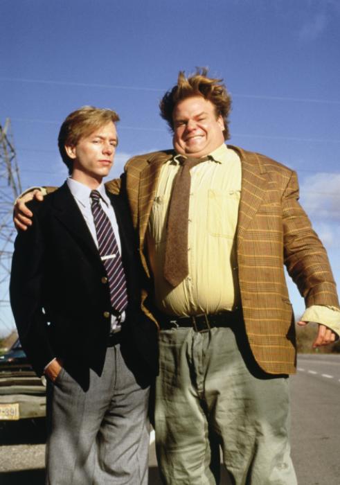 Chris Farley در صحنه فیلم سینمایی تامی کوچولو به همراه David Spade