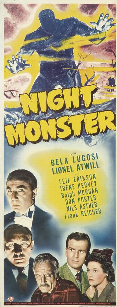 Irene Hervey در صحنه فیلم سینمایی Night Monster به همراه Lionel Atwill، Ralph Morgan، Don Porter و Bela Lugosi