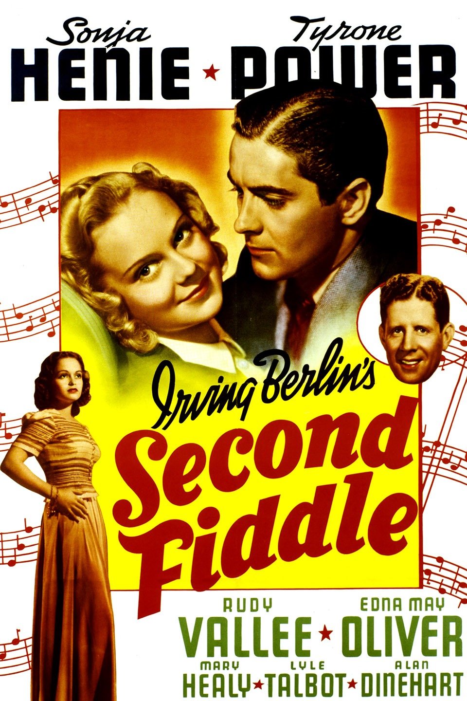 Sonja Henie در صحنه فیلم سینمایی Second Fiddle به همراه Rudy Vallee، Mary Healy و Tyrone Power