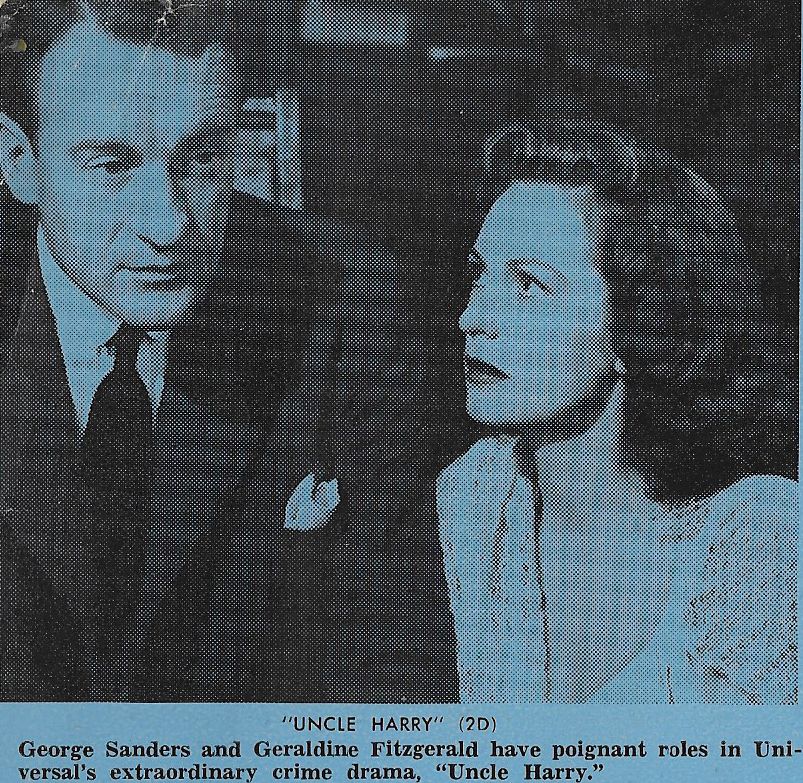 جرج سندرز در صحنه فیلم سینمایی The Strange Affair of Uncle Harry به همراه Geraldine Fitzgerald