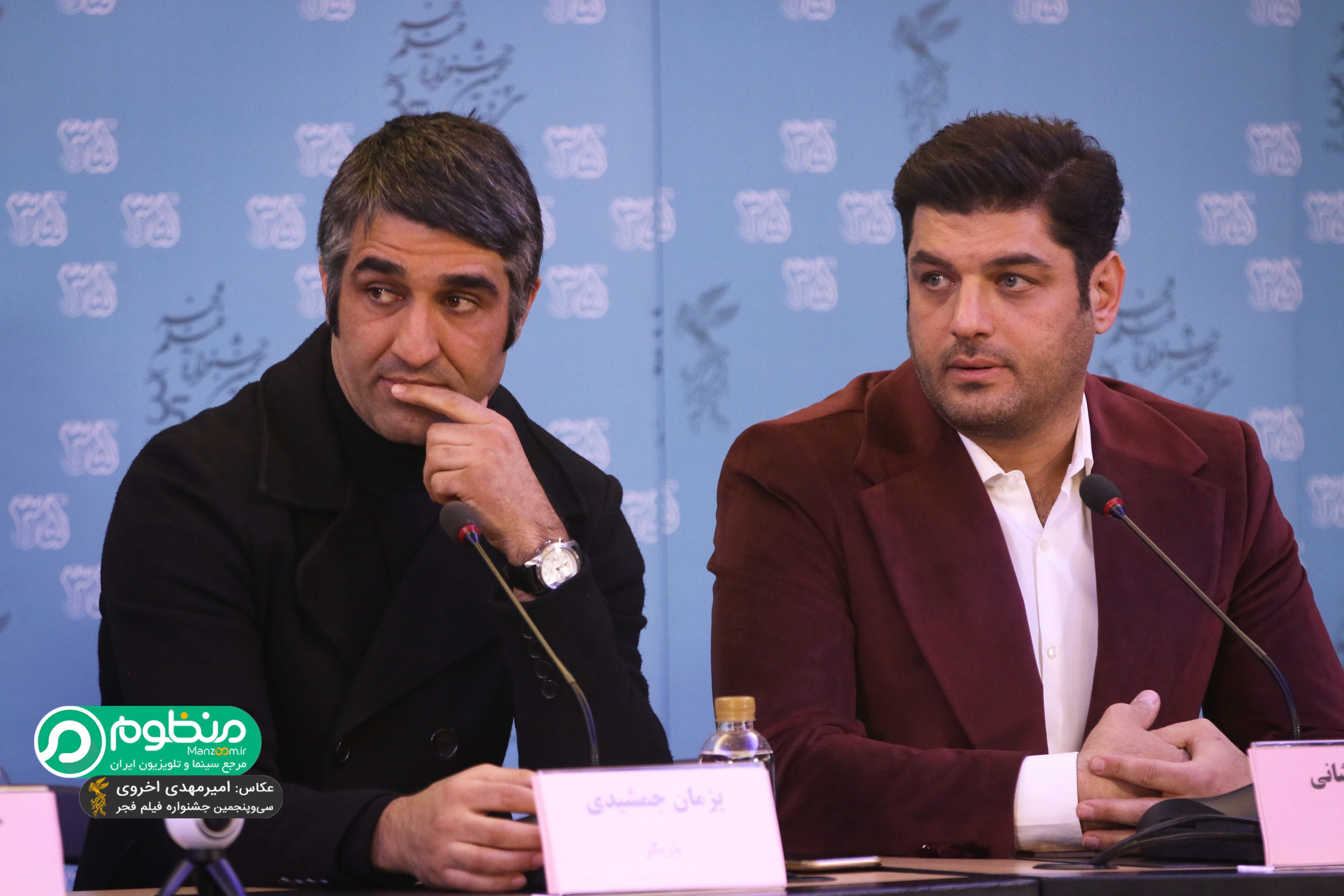 پژمان جمشیدی در نشست خبری فیلم سینمایی خوب بد جلف به همراه سام درخشانی