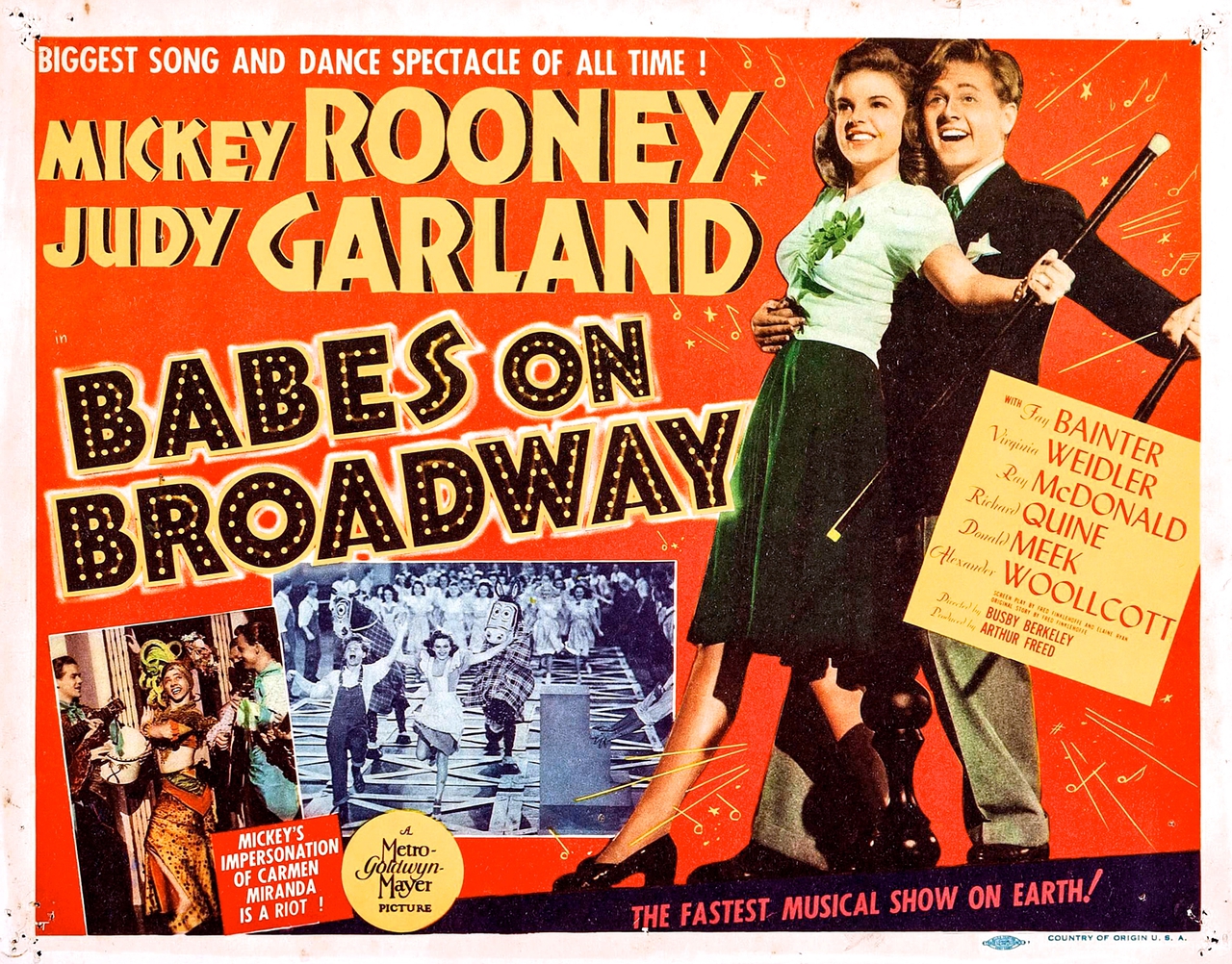 جودی گارلند در صحنه فیلم سینمایی Babes on Broadway به همراه Mickey Rooney