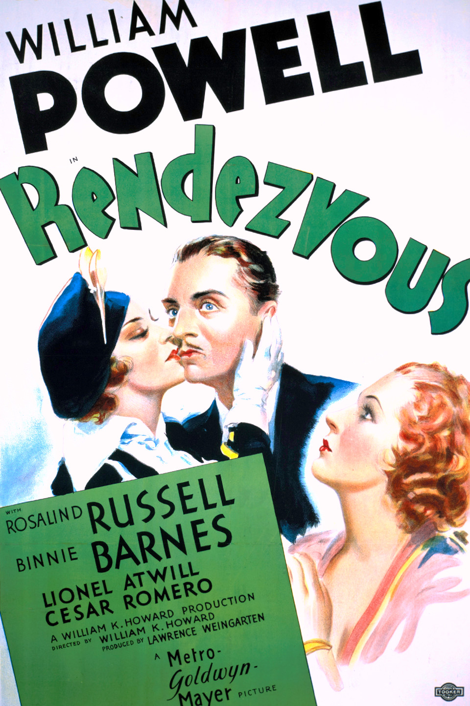 Binnie Barnes در صحنه فیلم سینمایی Rendezvous به همراه ویلیام پاول و Rosalind Russell