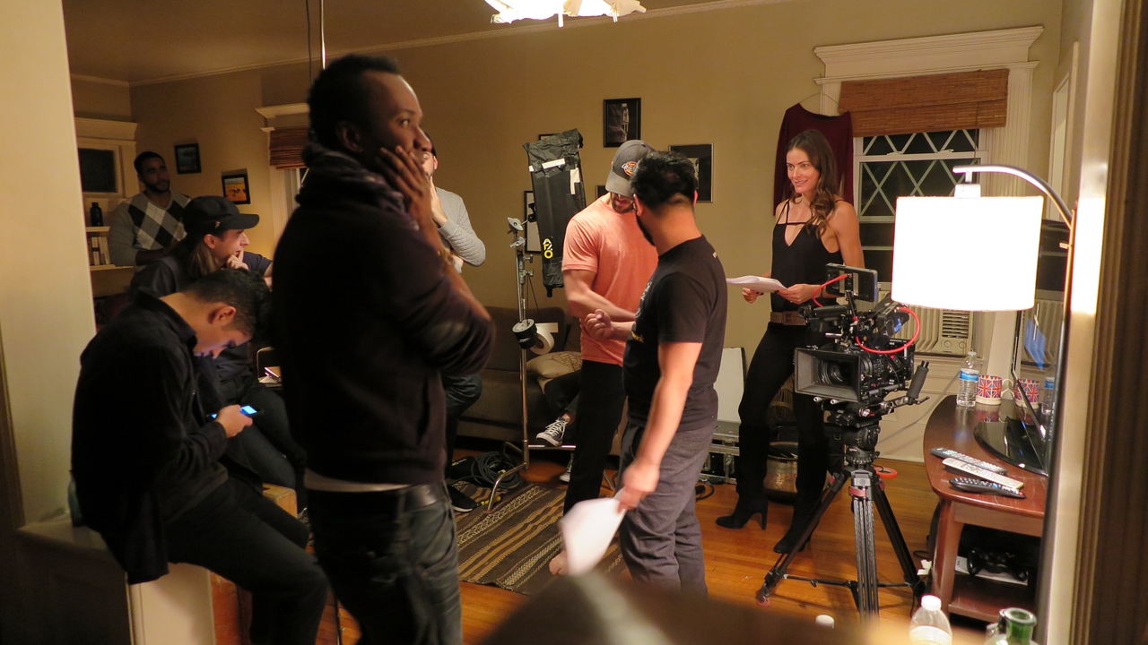 Jason Kaufman در صحنه فیلم سینمایی By Dawn به همراه Tara Westwood، Michael Galvan و Sebastien Bazile