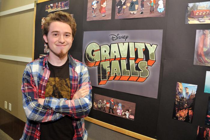 Alex Hirsch در صحنه سریال تلویزیونی آبشار جاذبه