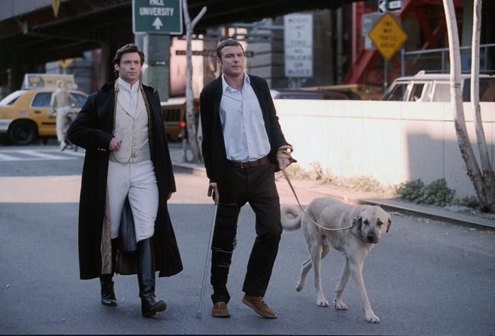 لیو شرایبر در صحنه فیلم سینمایی کیت و لئوپولد به همراه هیو جکمن