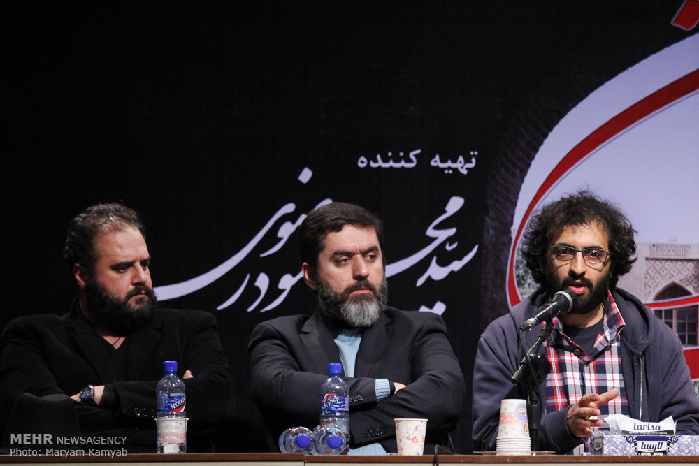 بهروز شعیبی در نشست خبری سریال تلویزیونی پرده‌نشین به همراه هومن برق‌نورد و سید محمود رضوی