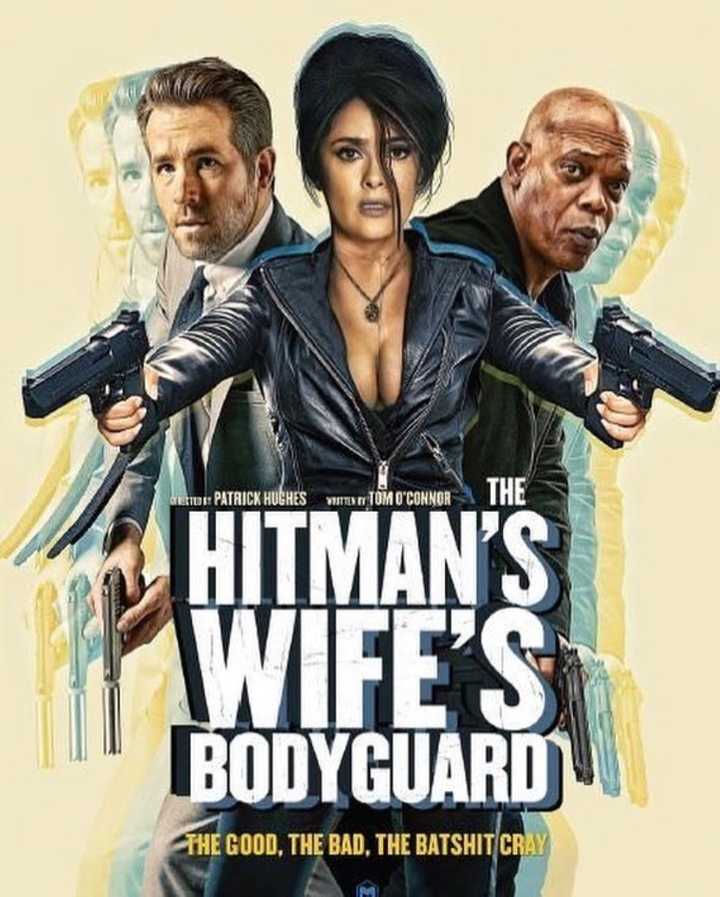 ساموئل ال. جکسون در صحنه فیلم سینمایی The Hitman's Wife's Bodyguard به همراه Salma Hayek و رایان رینولد