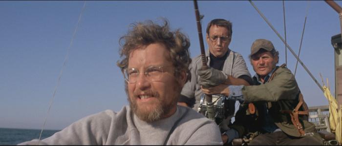 رابرت شاو در صحنه فیلم سینمایی آرواره ها به همراه ریچارد درایفس و روی شایدر