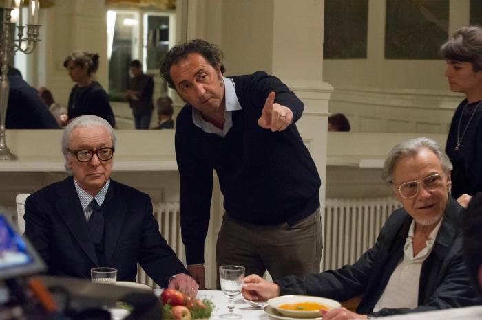 Paolo Sorrentino در صحنه فیلم سینمایی جوانی به همراه مایکل کین و هاروی کایتل