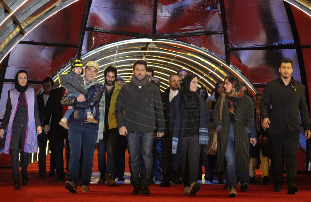 پگاه آهنگرانی در جشنواره فیلم سینمایی هفت ماهگی به همراه هاتف علیمردانی، باران کوثری و حامد بهداد