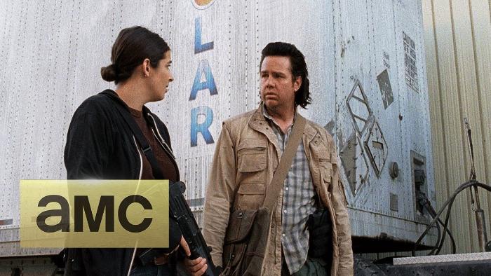 آلانا مسترسن در صحنه سریال تلویزیونی مردگان متحرک به همراه Josh McDermitt