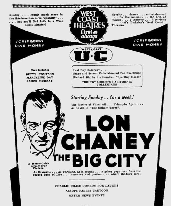 Lon Chaney در صحنه فیلم سینمایی The Big City