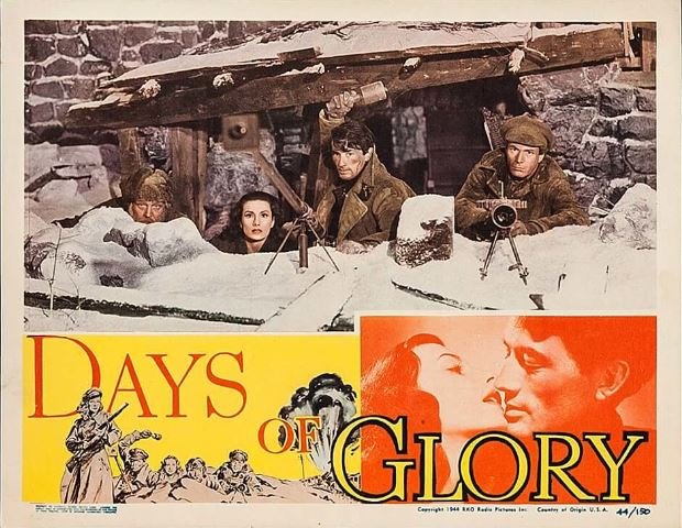Tamara Toumanova در صحنه فیلم سینمایی Days of Glory به همراه Alan Reed، Hugo Haas و گریگوری پک