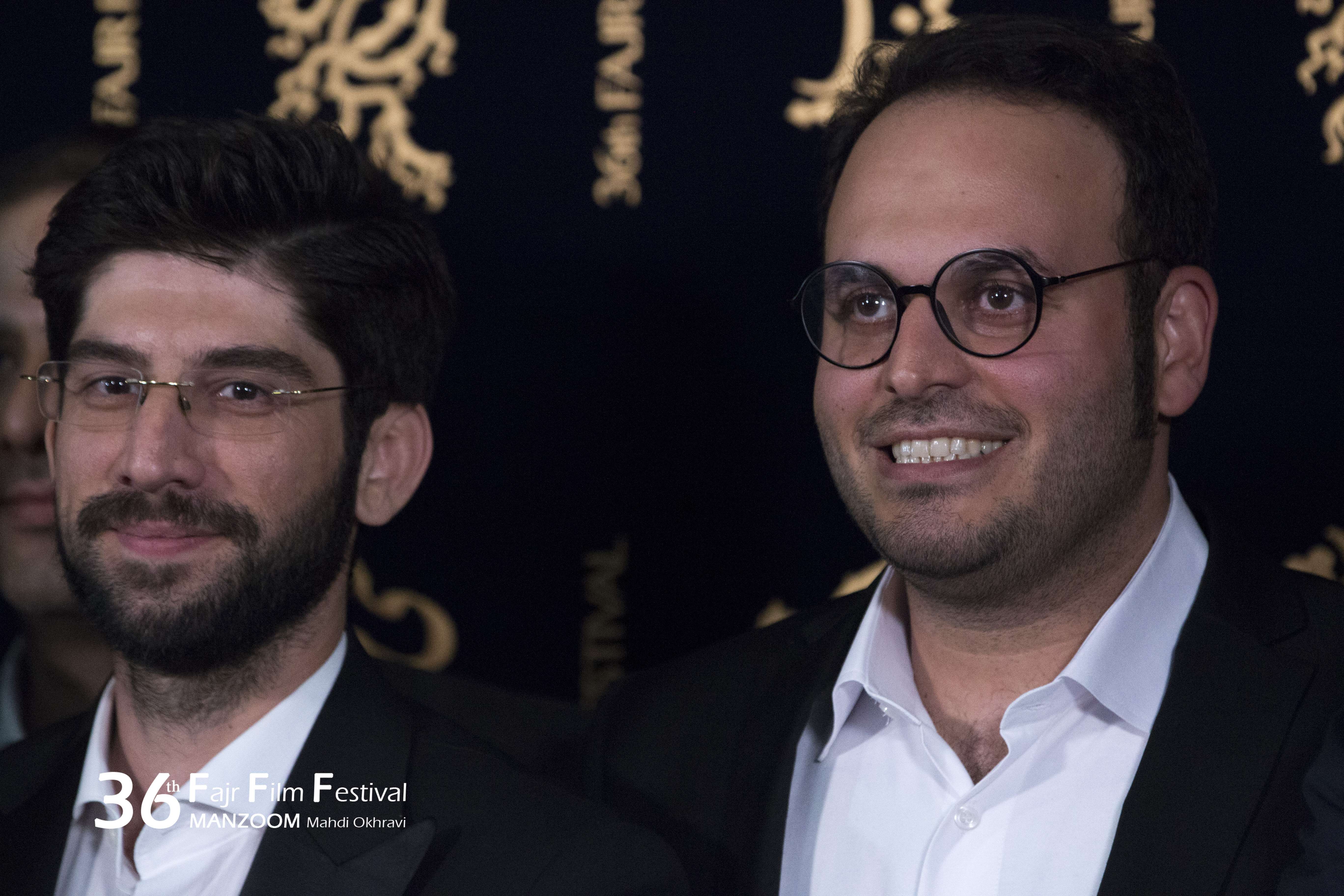 محمدحسین مهدویان در جشنواره فیلم سینمایی لاتاری به همراه ابراهیم امینی