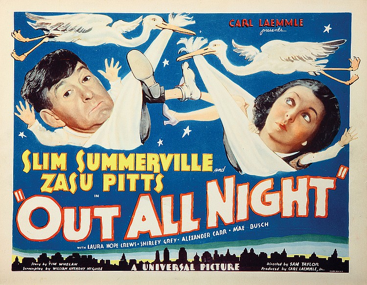 Zasu Pitts در صحنه فیلم سینمایی Out All Night به همراه Slim Summerville