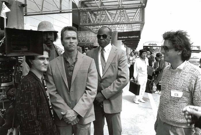 David Patrick Kelly در صحنه فیلم سینمایی کماندو به همراه Mark L. Lester و آرنولد شوارتزنگر