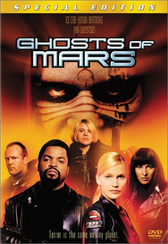 Natasha Henstridge در صحنه فیلم سینمایی Ghosts of Mars به همراه کلیا دووال، Ice Cube، پم گریر و جیسون استاتهم