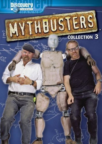 Jamie Hyneman در صحنه سریال تلویزیونی افسانه زدایان به همراه Adam Savage