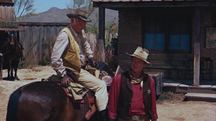 Ward Bond در صحنه فیلم سینمایی ریو براوو به همراه John Wayne
