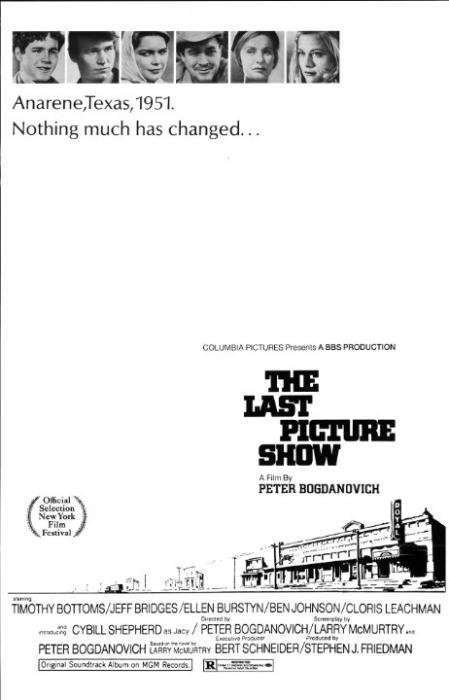 کلوریس لیچمن در صحنه فیلم سینمایی The Last Picture Show به همراه الن برستین، Clu Gulager، بن جانسن، آیلین برنان، سیبل شفرد، Timothy Bottoms و جف بریجز