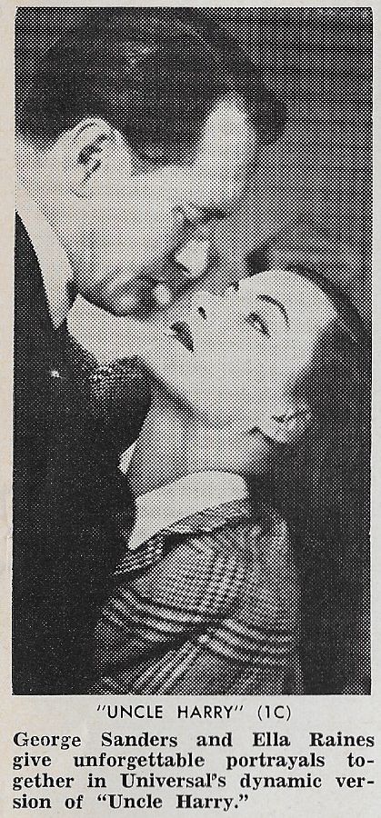 جرج سندرز در صحنه فیلم سینمایی The Strange Affair of Uncle Harry به همراه Ella Raines