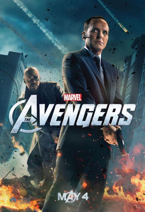 Clark Gregg در صحنه فیلم سینمایی The Avengers به همراه ساموئل ال. جکسون