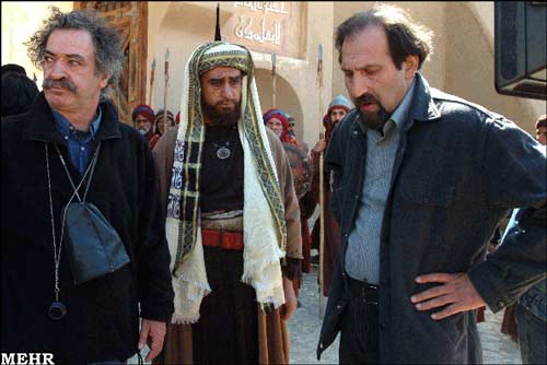 محمد صادقی در صحنه سریال تلویزیونی مختارنامه به همراه سید داود میر‌باقری