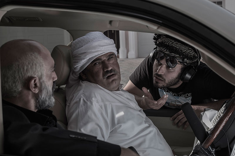 نادر سلیمانی در پشت صحنه فیلم سینمایی لاتاری به همراه محمدحسین مهدویان