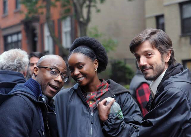 دیه گو لونا در صحنه فیلم سینمایی If Beale Street Could Talk به همراه KiKi Layne و Barry Jenkins