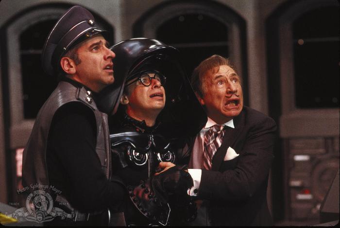 مل بروکس در صحنه فیلم سینمایی توپ های فضایی به همراه George Wyner و ریک مورانیس
