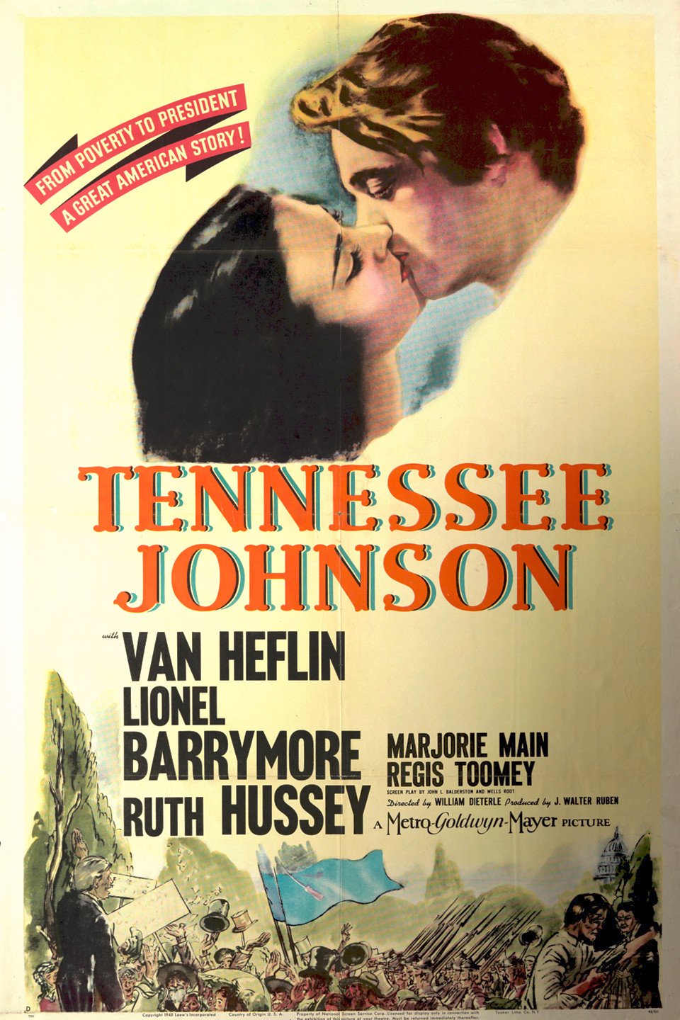 Van Heflin در صحنه فیلم سینمایی Tennessee Johnson به همراه Ruth Hussey