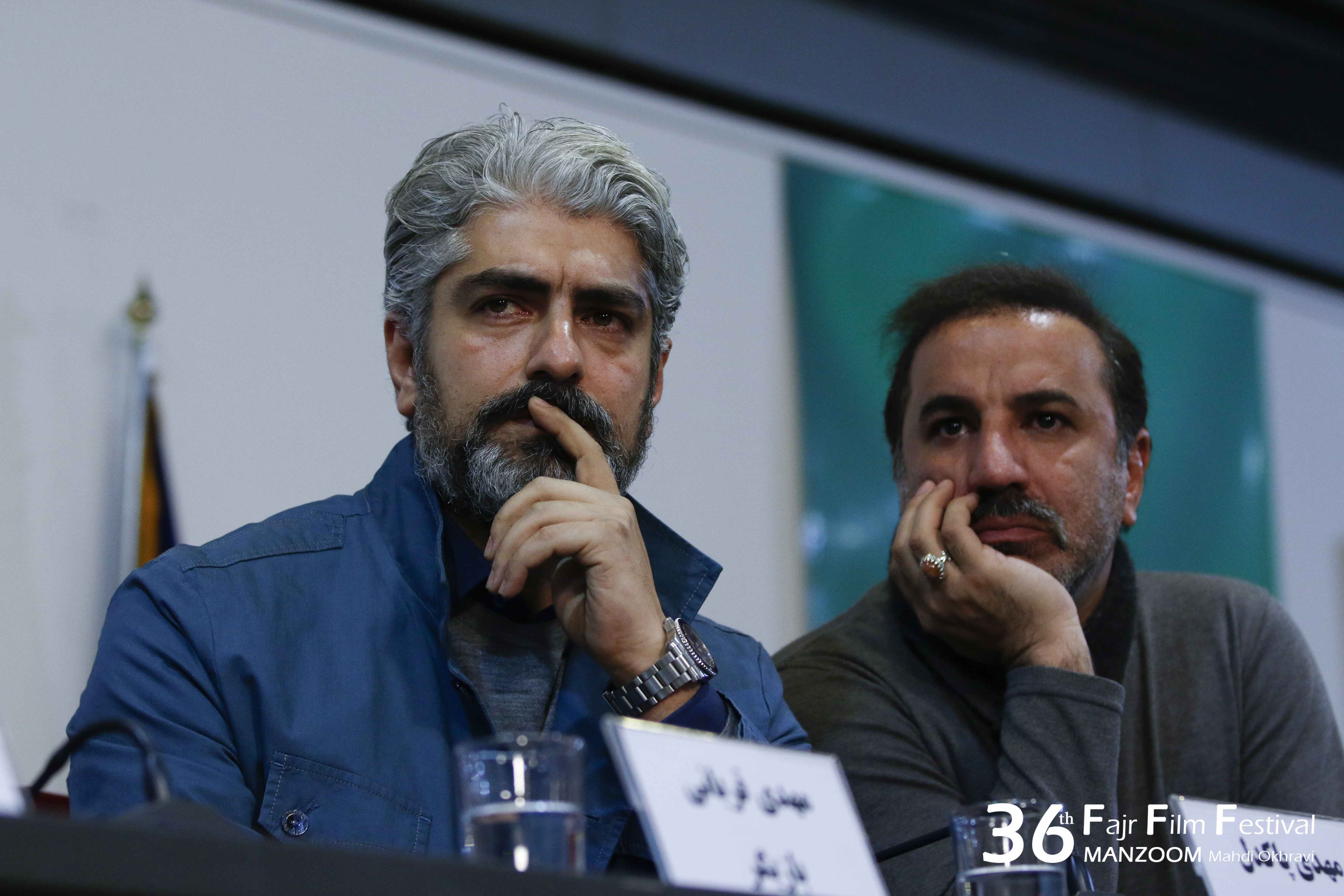 مهدی پاکدل در نشست خبری فیلم سینمایی تنگه ابوقریب به همراه علی سلیمانی