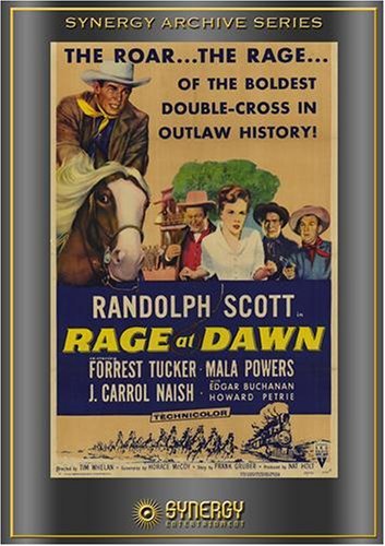 Edgar Buchanan در صحنه فیلم سینمایی Rage at Dawn به همراه Forrest Tucker، Mala Powers و Randolph Scott