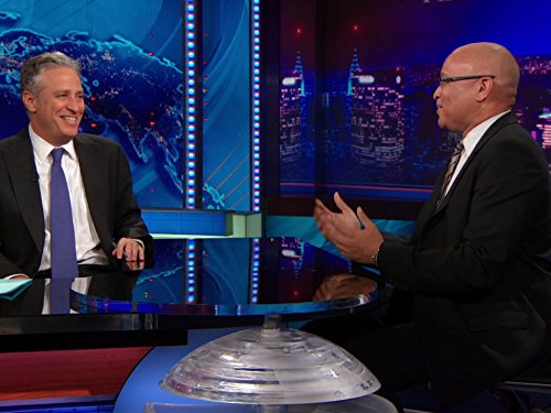 Larry Wilmore در صحنه سریال تلویزیونی شوی روزانه به همراه جان استوارت