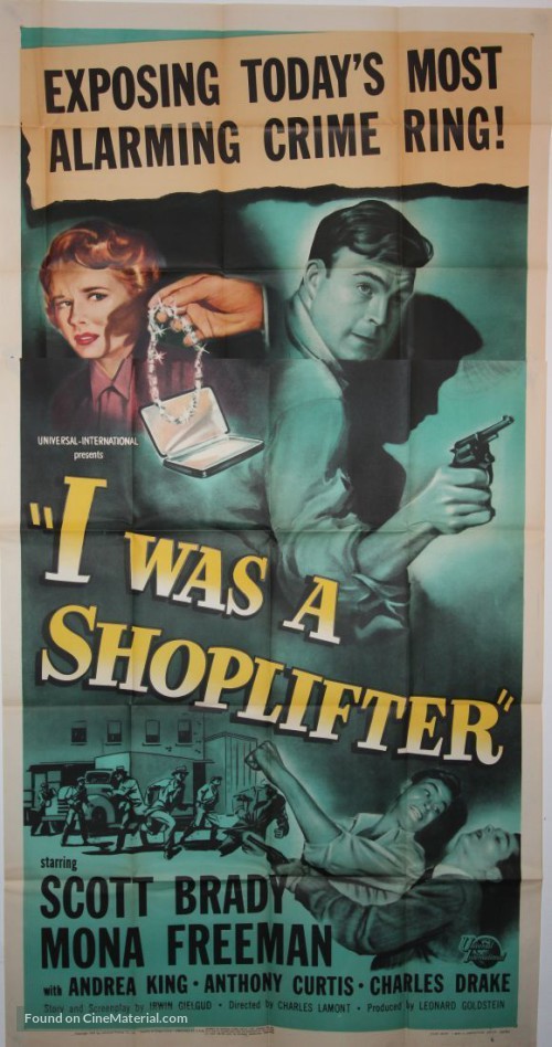 Scott Brady در صحنه فیلم سینمایی I Was a Shoplifter به همراه Mona Freeman