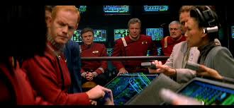 گلن مورشور در صحنه فیلم سینمایی Star Trek: Generations به همراه William Shatner