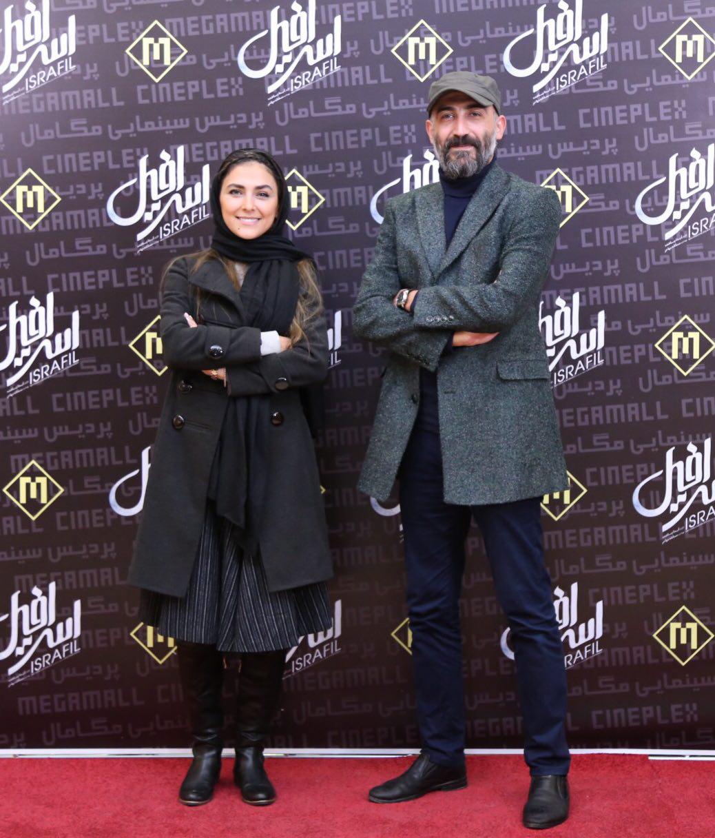 هادی حجازی‌فر در اکران افتتاحیه فیلم سینمایی اسرافیل به همراه هدی زین‌العابدین