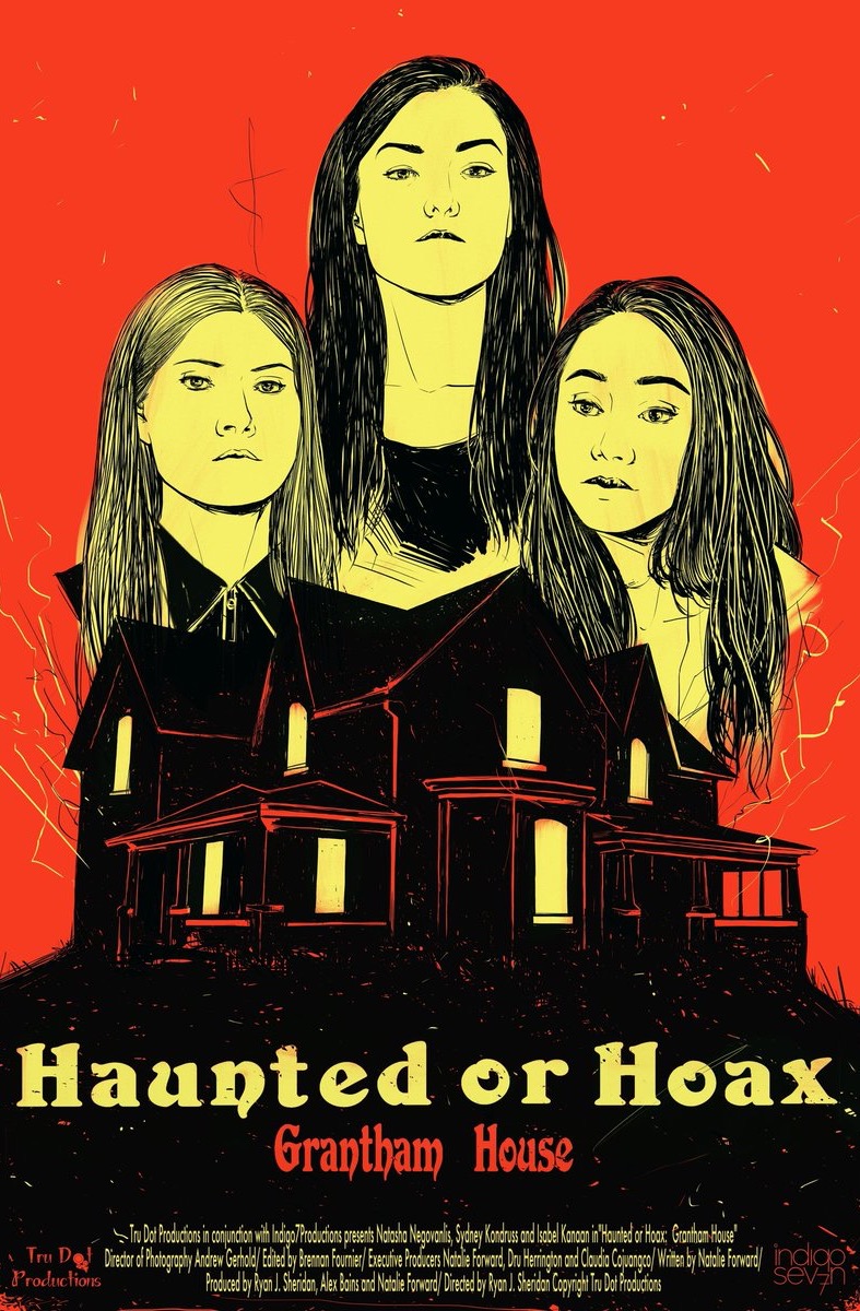 Sydney Kondruss در صحنه سریال تلویزیونی Haunted or Hoax به همراه Natasha Negovanlis و Isabel Kanaan