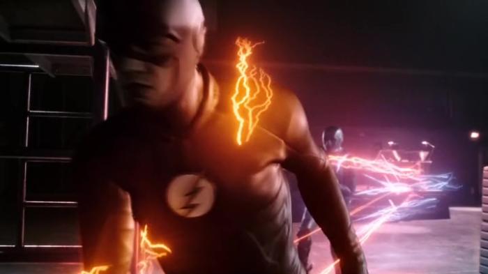 Teddy Sears در صحنه سریال تلویزیونی فلش به همراه گرانت گاستین