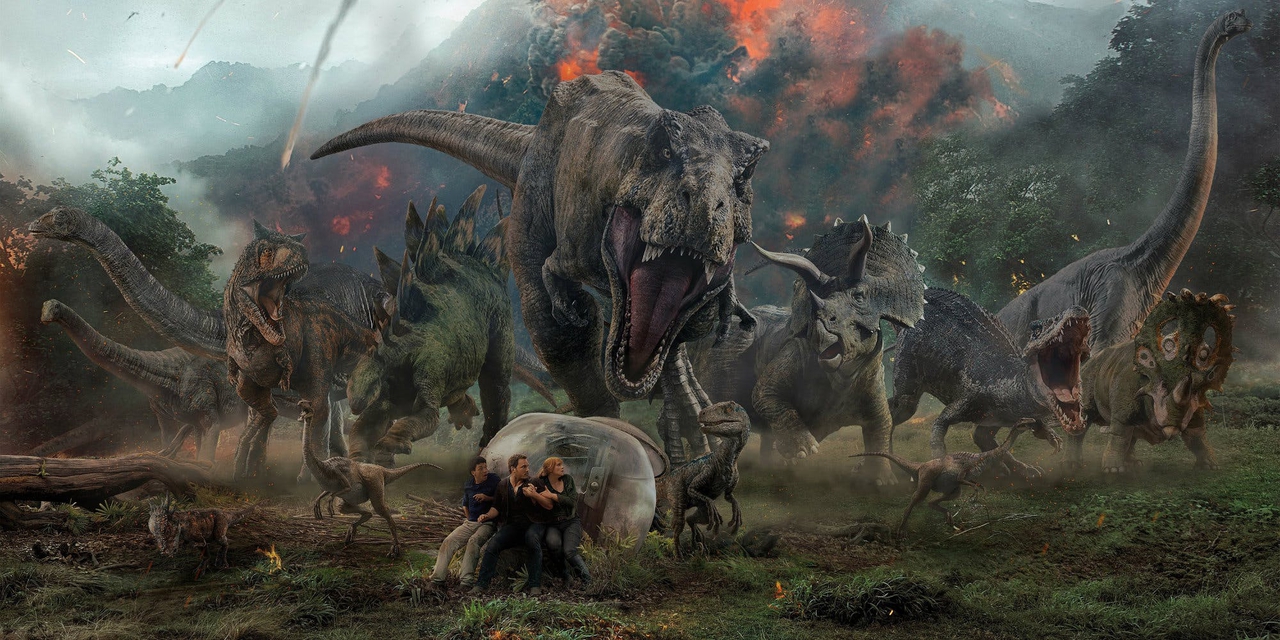 برایس دالاس هاوارد در صحنه فیلم سینمایی Jurassic World: Fallen Kingdom به همراه کریس پرت و Justice Smith
