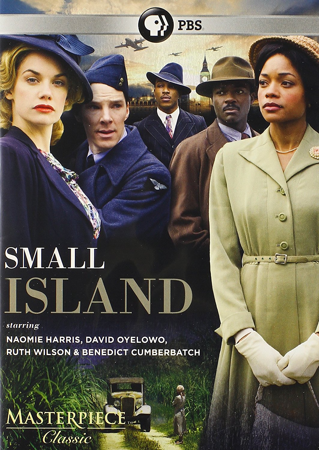 دیوید اویلوو در صحنه فیلم سینمایی Small Island به همراه بندیکت کامبربچ، نائومی هریس، Ashley Walters و Ruth Wilson