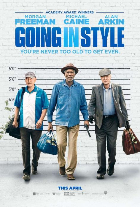 مایکل کین در صحنه فیلم سینمایی Going in Style به همراه مورگان فریمن و آلن آرکین